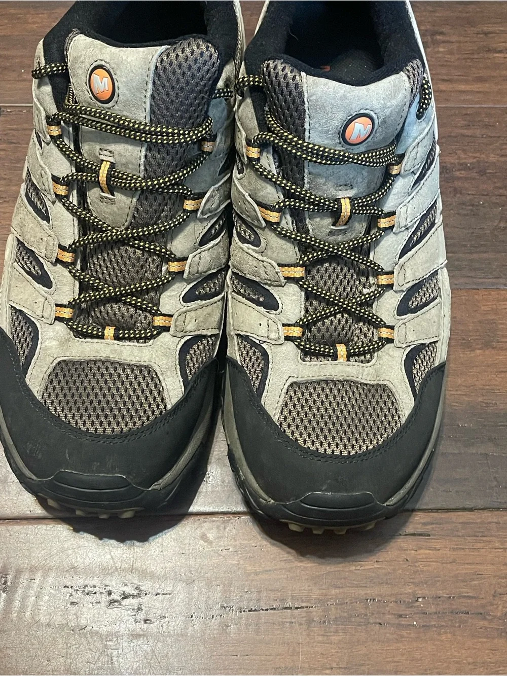 Merrell Men’s Gray and Black Hiking Boots with Tan Accents